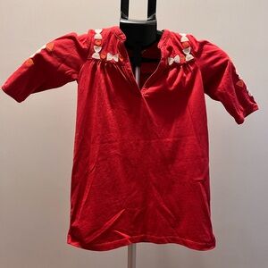 Burnt Red Kids Dress with Embroidered Accents - Tea Collection